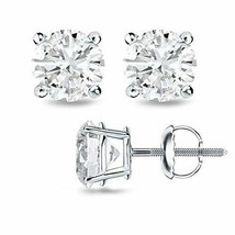 1.75CT F/VS2 Round Cut Genuine Diamonds 14K Solid White Gold Studs Earrings - £2,036.33 GBP