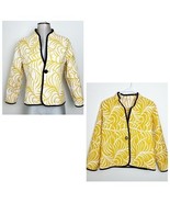 Trimdin Reversible Artisan Quilted Jacket Size Small Yellow &amp; White Palm... - $38.58