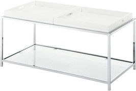 White Palm Beach Coffee Table With Removable Trays And Shelf From Convenience - £123.49 GBP