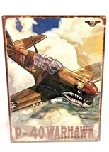 16" American P-40 mustang military warhawk ww2 jet airplane USA STEEL AD sign - $64.35