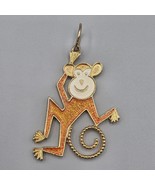 Vintage Monkey Pendant Gold Tone Enameled Novelty Large Swinging - $19.99