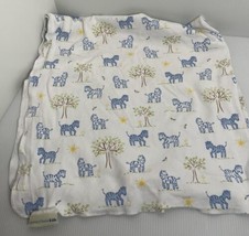 Pottery Barn Kids White  100% Organic Cotton Swaddle Blanket Zebras TreesPBK HTF - £13.51 GBP