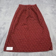 Cloak of Many Colors Skirts Womens 10 Red Floral Cotton Midi Casual Bottoms - $25.62