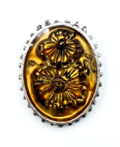 Vintage Chico&#39;s Antique Sterling Silver Enameled Floral Brooch Pin - £28.07 GBP