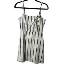 Aakaa Women Spaghetti Strap Linen Dress Womens Size S Blue Stripe Lined ... - £12.87 GBP