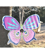Butterfly Hanging Birdhouse Wood &amp; Galvanized Metal Hand Painted Birdhou... - £17.17 GBP