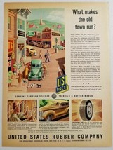 1944 Print Ad US Tires United States Rubber Small Town USA by Witold Gordon - $13.35