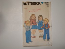 Butterick Sewing Pattern #4002 Size 2 Toddlers Vest, Shirt, Skirt & Pants Uncut - £7.86 GBP