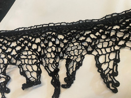 Black cotton  delicate fringe crochet lace trim 5.5” - £1.76 GBP