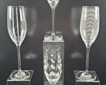 4 Pc Mikasa Cheers Fluted Champagne Mix Set Clear Cut Etch Elegant Stemw... - $46.40