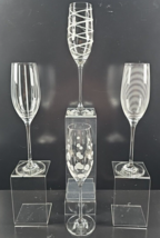 4 Pc Mikasa Cheers Fluted Champagne Mix Set Clear Cut Etch Elegant Stemw... - $46.40