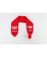 Vintage 80s Adidas Spell Out Trefoil Knit Winter Scarf Neck Cover Red AS IS - $455.64 MXN