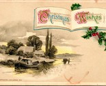 Vtg Postcard 1910 John Winsch Christmas Wishes Gilded Embossed  - £7.08 GBP