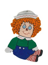 Raggedy Andy Christmas Tree Ornament Flat Wooden Hand Painted 5 Inch Tall - £11.92 GBP