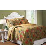 Floral Jewel  Reversable Quilt Bedspread Throw Sham King Full/Queen Tw - £19.76 GBP+