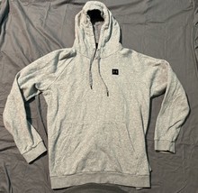 Under Armour Gray Pullover Hoodie Fleece Lined Logo Patch Soft Cotton Bl... - $14.70