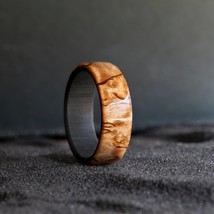 Carbon Fiber Wedding Ring, Handcrafted Mens Jewelry, Anniversary Gift Idea  - £149.34 GBP