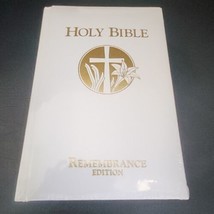 WHITE HOLY BIBLE, King James Version,  REMEMBRANCE EDITION Red Letter Ne... - £10.21 GBP