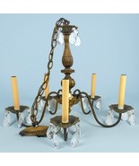 1960s Light Craft Cali 5 Arm Candlestick Chandelier Light Fixture w/Crys... - $197.99