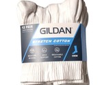 Gildan Men&#39;s Stretch Cotton Crew Cut White Socks Shoe Size 6-12 12 pairs - £13.33 GBP