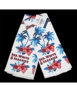 2 Tommy Bahama RED WHITE &amp; PARADISE Tropical Hibiscus Floral Kitchen Tow... - $18.99