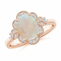 ANGARA Victorian Style Oval Opal and Diamond Halo Engagement Ring - £799.29 GBP