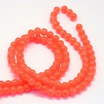 105 Coral Orange Glass Beads Bulk Jelly 8mm Round 32&quot; Strand Jewelry Supplies - £4.73 GBP