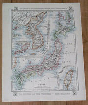 1921 Antique Map Of Japan Korea Taiwan Port Arthur / Verso Siberia Russia - £19.73 GBP