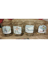 Vntg Ashby Skiing Glass Tumblers Cups Set of 4 Retro Comic Terms Cartoon... - $70.33 CAD