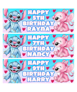STITCH &amp; ANGEL Personalised Birthday Banner -Disney Stitch Birthday Part... - €4,29 EUR
