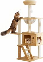 48.8" Cat Scratching Post Tall Wood Cat Tree with Sisal-Covered Scratchi... - $123.00