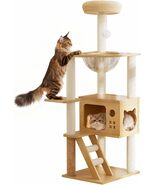 48.8" Cat Scratching Post Tall Wood Cat Tree with Sisal-Covered Scratching Tower - $123.00