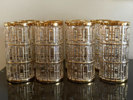Vintage Imperial Glass Shoji Trellis Gold Highball Glasses Set of 12 - £788.12 GBP