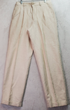 Liz Claiborne Dress Pant Womens Size 32 Tan Linen Flat Front Straight Leg Pocket - £19.34 GBP