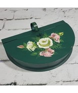 Vintage Toleware Hand Painted Silent Butler Crumb Catcher Green Tin With... - $29.69