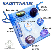 SAGITTARIUS ~ Mini Zodiac Healing Crystals ~ Pocket Stone Set ~ Astrology Gift - £11.42 GBP