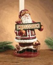 DEMDACO Folk Heart Winter at Home Santa Candleholder Retired Items - $29.58