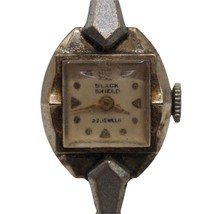 Vintage Black Shield Mechanical Winder Ladies Wrist Watch 10K RGP - £19.77 GBP
