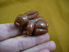 (Y-BUN-SI-711) Bunny Rabbit Goldstone Gemstone Stone Carving Hare Love Rabbits - £14.09 GBP