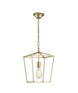 Gold Lantern Pendant Single Light Chandelier with Metal Cage - $60.64 CAD
