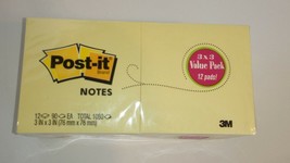 Post-it Sticky Notes 654-12VAL, 12 pads x 90 sheets, 3&quot; x 3&quot; Total 1080 ... - $7.12