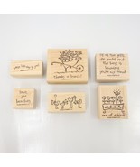 Stampin Up Thanks Sayings Mounted Rubber Stamp Set of 6 Pieces Very Nice - £9.39 GBP