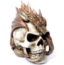 LAST CHANCE Dragon Keeper&#39;s Skull Resin Statue Decor 8&quot; High V72 Alchemy Gothic - £48.18 GBP