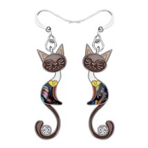 2021 Fashion Shiny Hot Stainless Steel Cat Earrings For Women  Girls Crystal Lit - £6.84 GBP