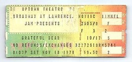 Grateful Dead Konzert Ticket Stumpf November 18 1978 Chicago Illinois - $112.96