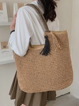 Large Capacity Totes Shoulder Bags for Women 2022 Trend Straw Summer Beach Women - £40.76 GBP