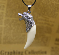 2 colors Wolf Teeth pendant necklace ornament DIY accessories charm - $9.99+