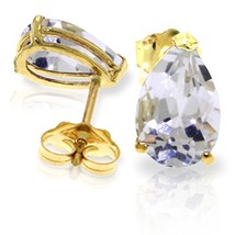 Galaxy Gold GG 14k Solid Gold White Topaz Stud Earrings - £274.95 GBP