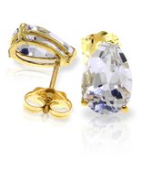 Galaxy Gold GG 14k Solid Gold White Topaz Stud Earrings - £275.21 GBP