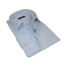 Men's Shirt By CASILA Turkey Cotton Blend Long Sleeves 502050-05 Blue Checker image 5